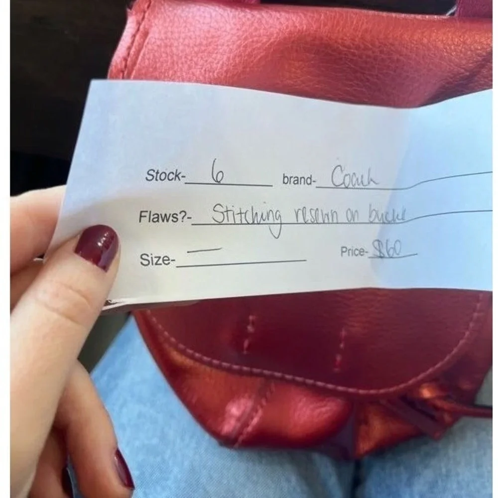 Coach Metallic Red Pebbled Leather Mini Backpack Bags